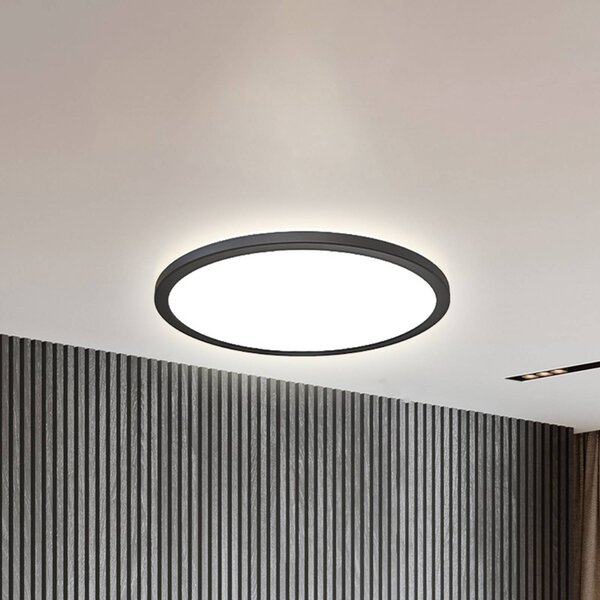 B.K. Licht LED panel Slim s dálkovým ovládáním RGBW, Ø 42 cm, černý, podsvícení, stmívatelný, Černá, Pracovna / kancelář, Plast