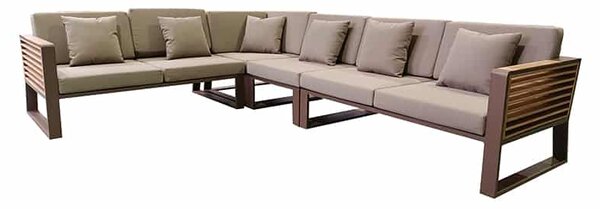 Zahradní 5 místná rohová sedací souprava NEW YORK BROWN TAUPE Exteriér | Zahradní sedací sestavy
