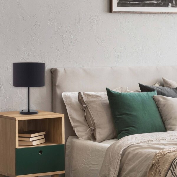 B.K. Licht Stolní lampa Kari, černá/zlatá, výška 33 cm, textil, E27, Černá, Obývací pokoj / jídelna, Textil / tkanina / hedvábí, Moderní