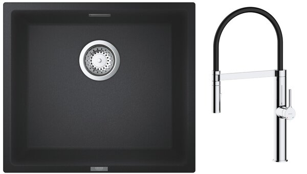 Sada kuchyňská baterie Oltens Borga 35207100, granitový dřez Grohe K700 31653AP0