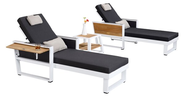 Set zahradních lehátek YORK WHITE BLACK Exteriér | Zahradní lehátka