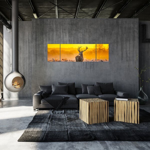 Obraz - Jelen při východu slunce (170x50 cm)