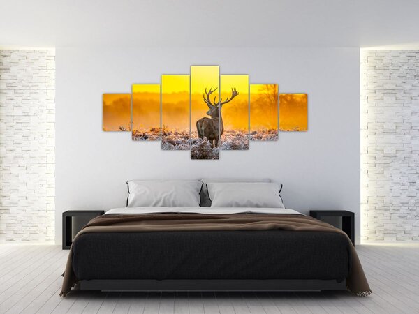 Obraz - Jelen při východu slunce (210x100 cm)