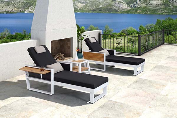Set zahradních lehátek YORK WHITE BLACK Exteriér | Zahradní lehátka