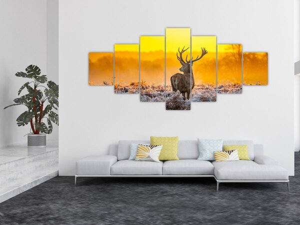 Obraz - Jelen při východu slunce (210x100 cm)