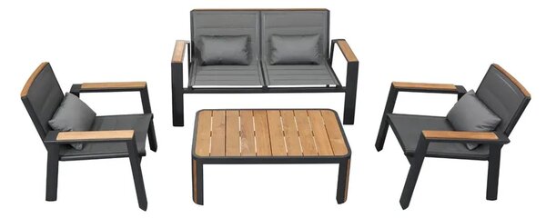 Zahradní 4 místná sedací souprava GENEVA BLACK Exteriér | Zahradní sedací sestavy