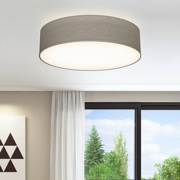 B.K. Licht Stropní světlo Litora, taupe, Ø 38 cm, textil, E27, stmívatelný, Hnědá / rez, Obývací pokoj / jídelna, Textil / tkanina / hedvábí