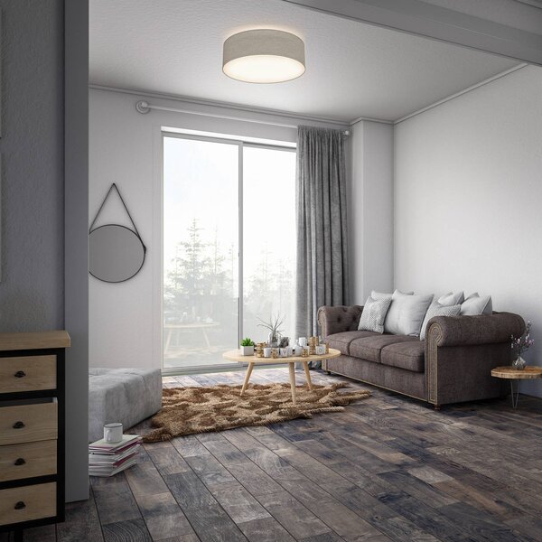 B.K. Licht Stropní světlo Litora, taupe, Ø 30 cm, textil, E27, stmívatelný, Hnědá / rez, Obývací pokoj / jídelna, Textil / tkanina / hedvábí