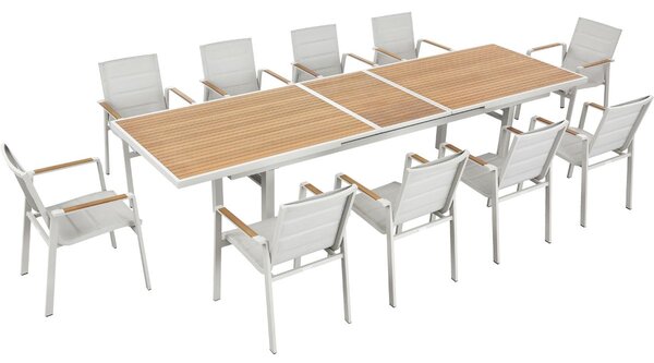Zahradní 10 místná rozkládací jídelní souprava NOFI 2.0 WHITE Exteriér | Zahradní jídelní sestavy