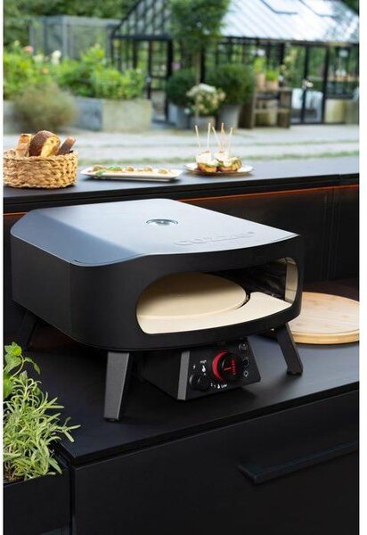 Pizza pec - COZZE - 13 - Otočná pizza pec - Termometr - 6,0 kW - Až 630 °C - LED tlačítko - Černá barva