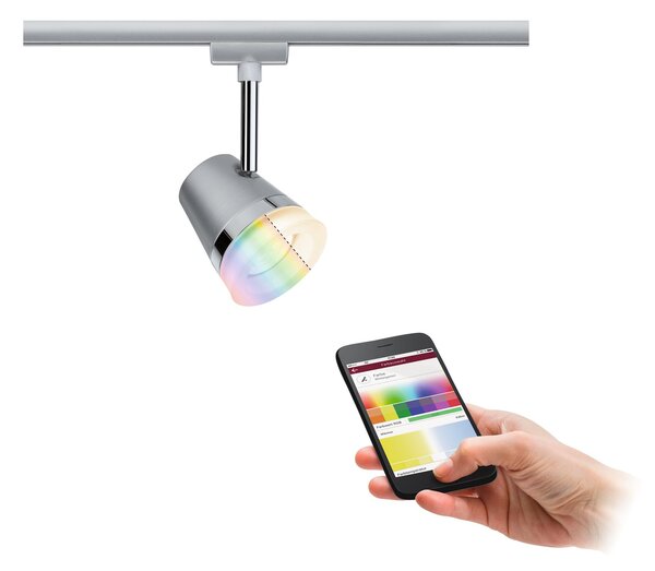 Paulmann 95525 Cone, spot pro Urail system, ZigBee GU10 5,5W RGBW, stmívatelné, matný chrom