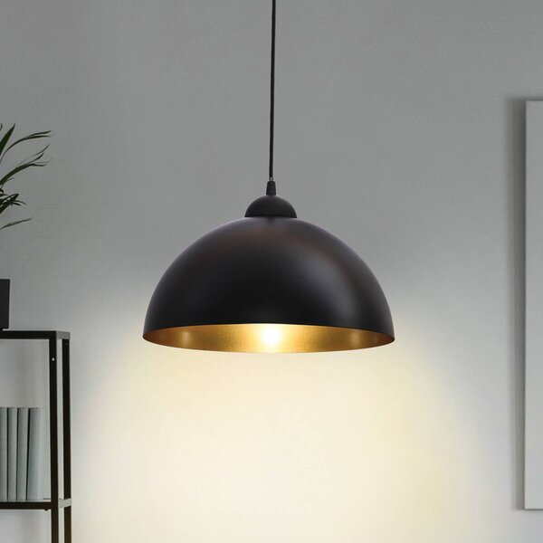 B.K. Licht Závěsné světlo Goldi, sada 2 ks, černá/zlatá, Ø 30 cm, kov, E27, stmívatelný, Černá, Obývací pokoj / jídelna, kov