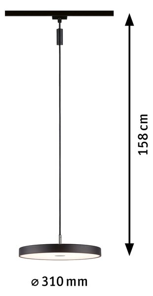 Paulmann 96792 Hildor, závěsné svítidlo pro Urail system, 1x15W LED 3000K, tříkrokové stmívání, černá, průměr 31cm