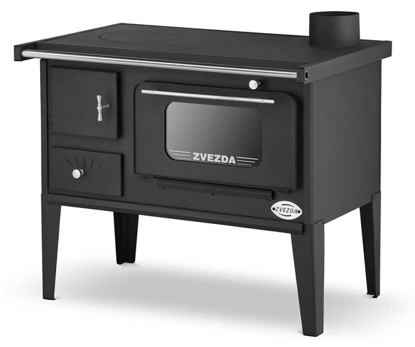 ZVEZDA Narodna SP Glass, Sporák na dřevo s troubou a varnou plochou, 6,1 kW, Ø 130 mm