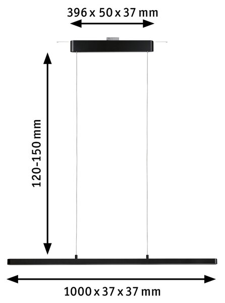 Paulmann 95579 Lento, ZigBee Tunable white, svítidlo se svícením nahoru-dolu pro Urail, 40,5W LED, stmívatelné, černá