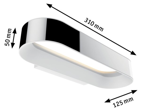 Paulmann 70948 Agena, nástěné svítidlo 20W 2700K, stmívatelné, chrom/matná bílá, délka 31cm, IP44