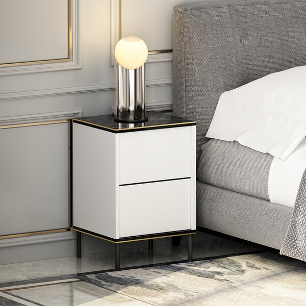 Noční stolek Imaj White Marble