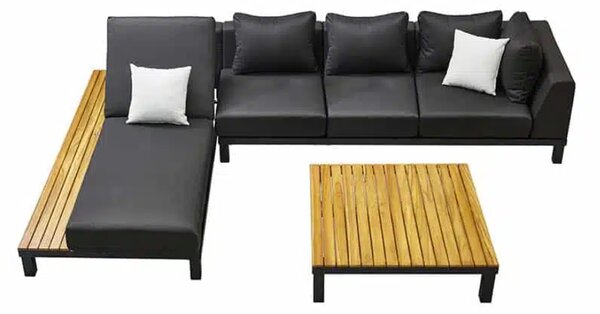 Zahradní 4 místná rohová sedací souprava POLO 2.0 BLACK Exteriér | Zahradní sedací sestavy