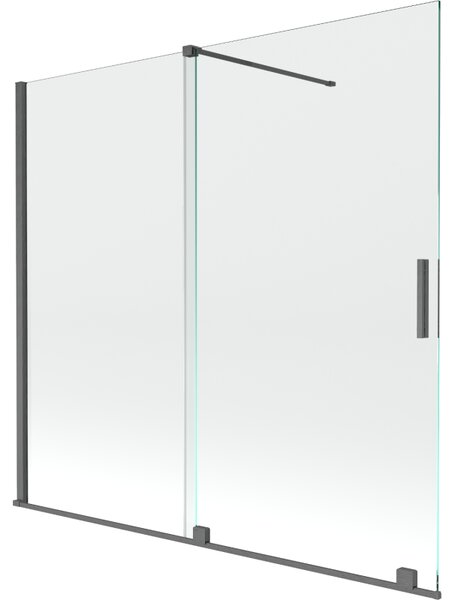 Mexen Velar, 2-křídlová posuvná vanová zástěna 170 x 150 cm, 8mm čiré sklo, grafitový matný profil, 896-170-000-01-66