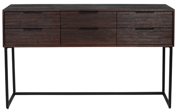 White Label Tmavě hnědá teaková komoda WLL WEBSTER 135 x 35 cm