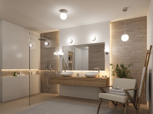 Paulmann 71066 Gove, koupelnové závěsné svítidlo LED 9W 3000K, chrom, průměr 17cm, IP44