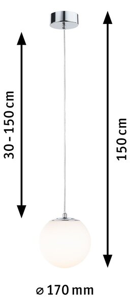 Paulmann 71066 Gove, koupelnové závěsné svítidlo LED 9W 3000K, chrom, průměr 17cm, IP44