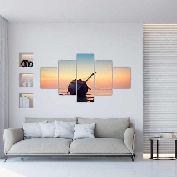 Obraz - Ztroskotaná loď (125x70 cm)