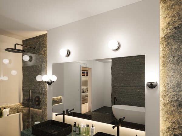 Paulmann 71074 Gove, koupelnové nástěnné svítidlo LED 5W 3000K, černá, průměr 12cm, IP44