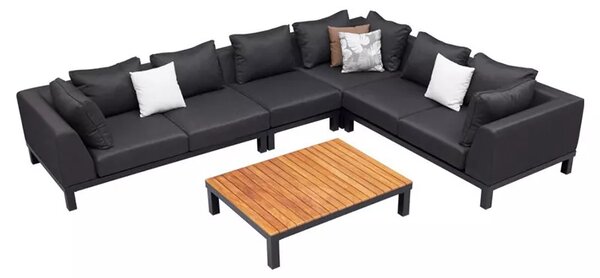 Zahradní 5 místná rohová sedací souprava POLO 2.0 BLACK Exteriér | Zahradní sedací sestavy