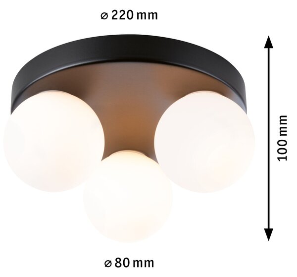 Paulmann 71069 Gove, koupelnové stropní svítidlo 3xG9 max. 20W, černá, průměr 22cm, IP44