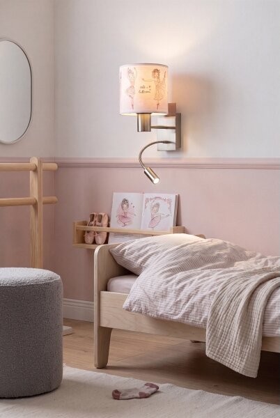 Brilagi - LED Flex. lampa BOBO 1xE27/25W/230V + LED/3W m. chrom/bílá/růžová/bal