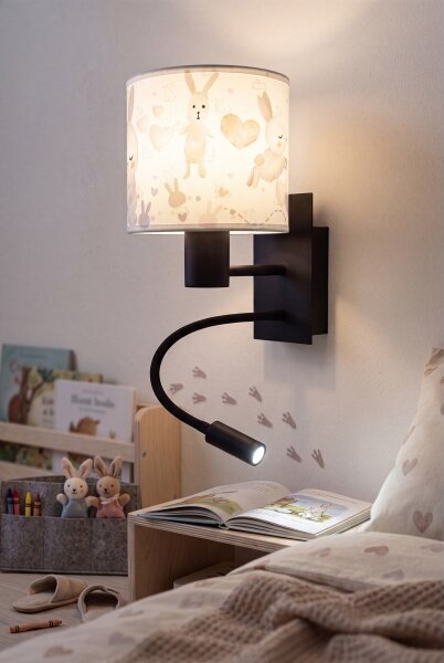 Brilagi - LED Flex. lampa BOBO 1xE27/25W/230V + LED/3W černá/bílá/králíčci