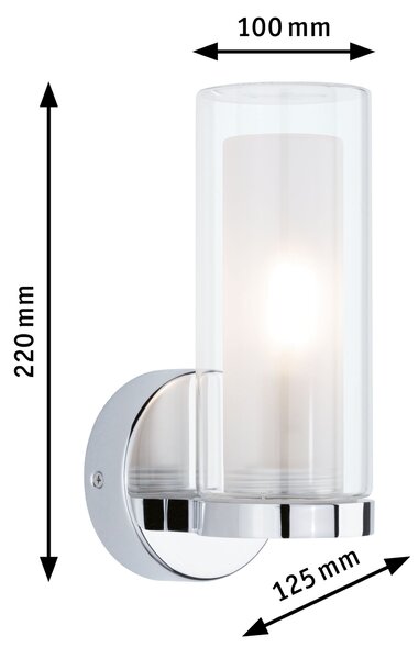 Paulmann 71076 Luena, koupelnové nástěnné svítidlo 1xE14 max.20W, sklo/chrom, výška 22cm, IP44