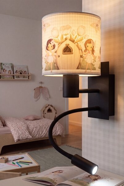 Brilagi - LED Flex. lampa BOBO 1xE27/25W/230V + LED/3W černá/bílá/růžová/víly