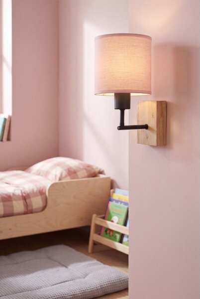 Brilagi - Nástěnná lampa BOBO WOOD 1xE27/25W/230V dub/černá/růžová