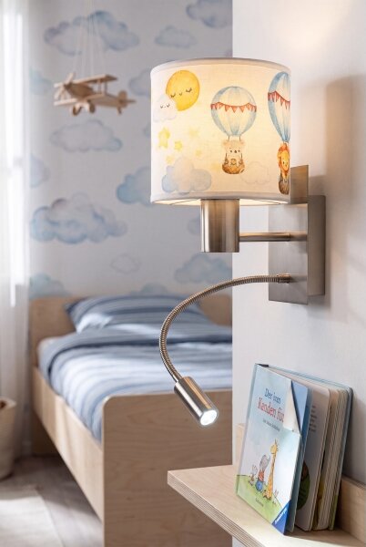 Brilagi - LED Flex. lampa BOBO 1xE27/25W/230V + LED/3W m. chrom/bílá/zvířátka
