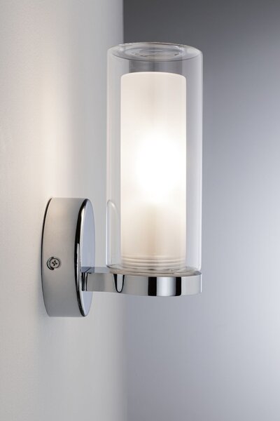 Paulmann 71076 Luena, koupelnové nástěnné svítidlo 1xE14 max.20W, sklo/chrom, výška 22cm, IP44