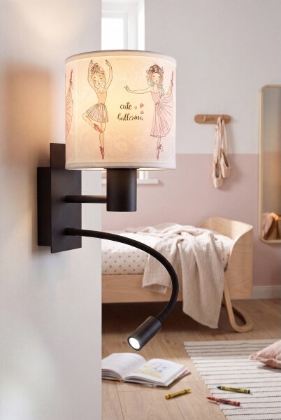 Brilagi - LED Flex. lampa BOBO 1xE27/25W/230V + LED/3W černá/bílá/růžová/baletky
