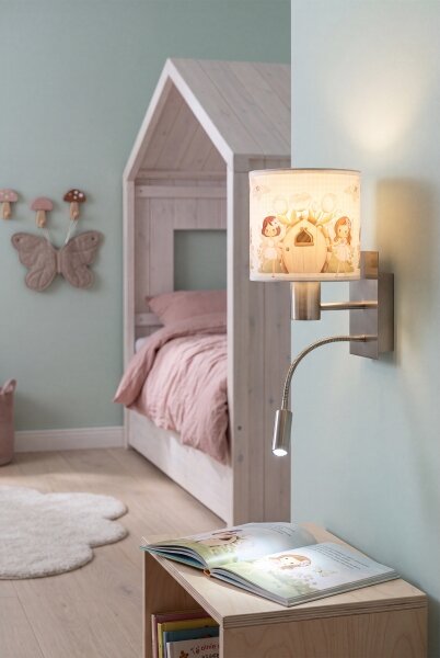 Brilagi - LED Flex. lampa BOBO 1xE27/25W/230V + LED/3W m. chrom/bílá/růžová/víly