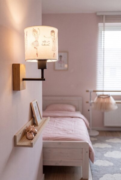 Brilagi - Nástěnná lampa BOBO WOOD 1xE27/25W/230V dub/černá/bílá/růžová/baletky