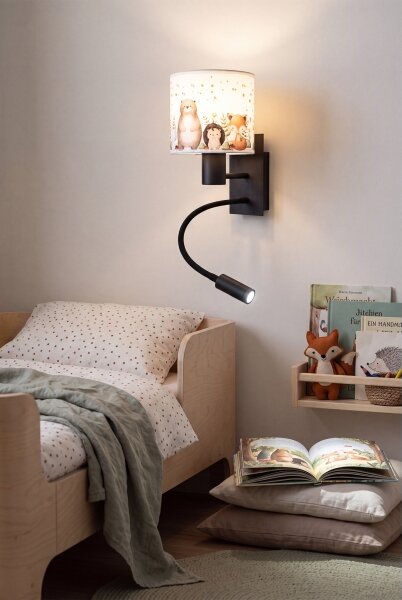 Brilagi - LED Flex. lampa BOBO 1xE27/25W/230V + LED/3W černá/bílá/zvířátka