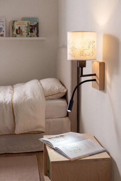 Brilagi - LED Flex. lampa BOBO WOOD 1xE27/25W/230V + LED/3W dub/čer./bílá/jedn