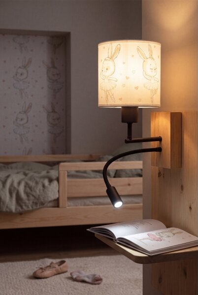 Brilagi - LED Flex. lampa BOBO WOOD 1xE27/25W/230V + LED/3W dub/černá/bílá/král