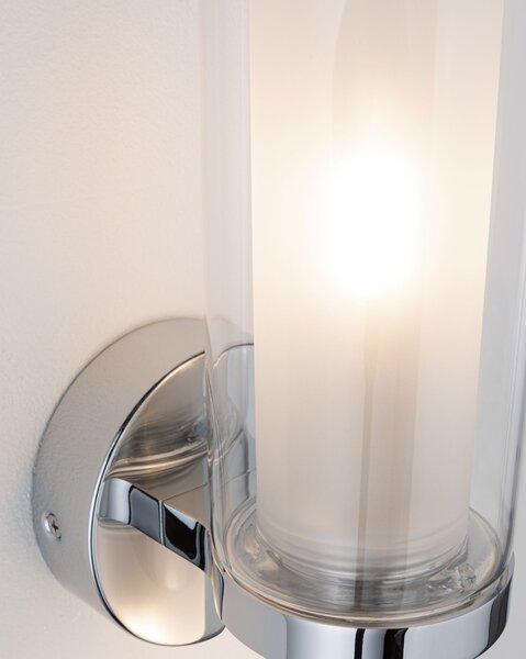 Paulmann 71076 Luena, koupelnové nástěnné svítidlo 1xE14 max.20W, sklo/chrom, výška 22cm, IP44
