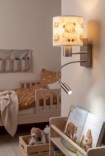 Brilagi - LED Flex. lampa BOBO 1xE27/25W/230V + LED/3W m. chrom/bílá/medvídci