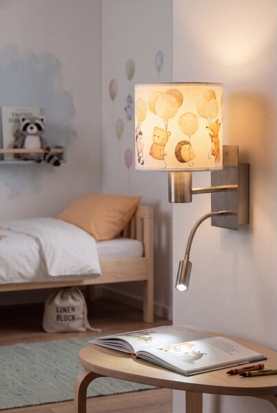 Brilagi - LED Flex. lampa BOBO 1xE27/25W/230V + LED/3W m. chrom/bílá/zvířátka