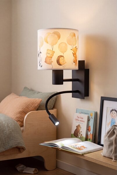 Brilagi - LED Flex. lampa BOBO 1xE27/25W/230V + LED/3W černá/bílá/zvířátka
