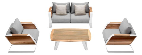 Zahradní 4 místná sedací souprava WING WHITE GREY Exteriér | Zahradní sedací sestavy