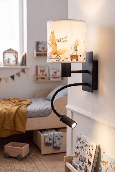 Brilagi - LED Flex. lampa BOBO 1xE27/25W/230V + LED/3W černá/bílá/zvířátka