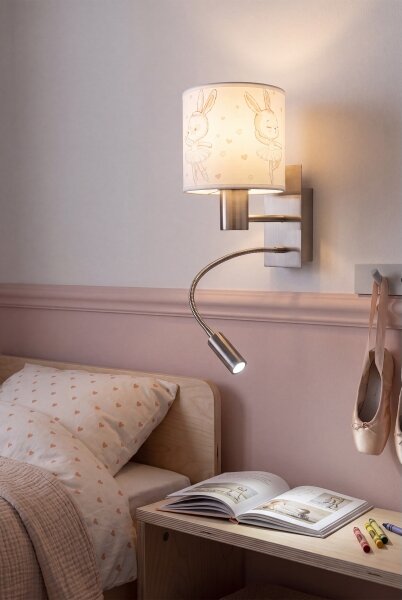 Brilagi - LED Flex. lampa BOBO 1xE27/25W/230V + LED/3W m. chrom/bílá/králíčci